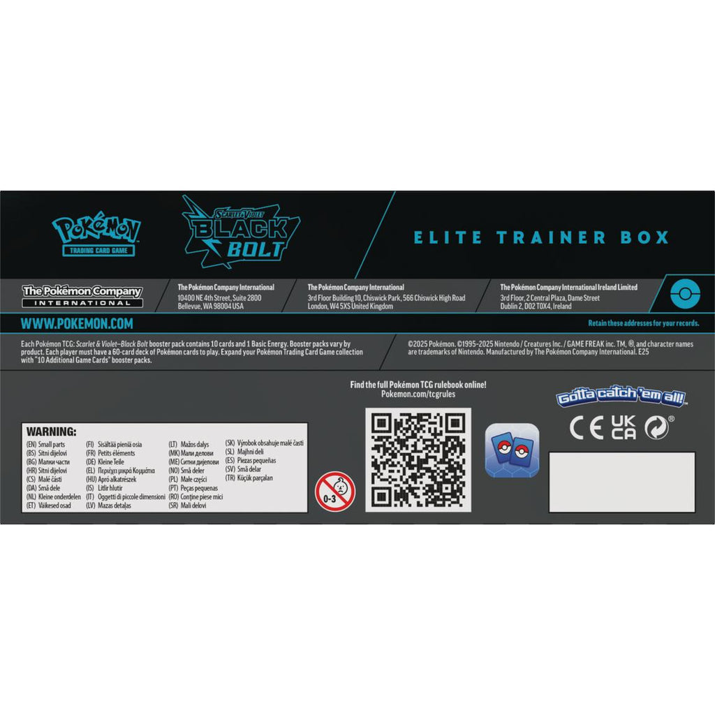 Pokemon Scarlet and Violet - Black Bolt Elite Trainer Box Trading Cards