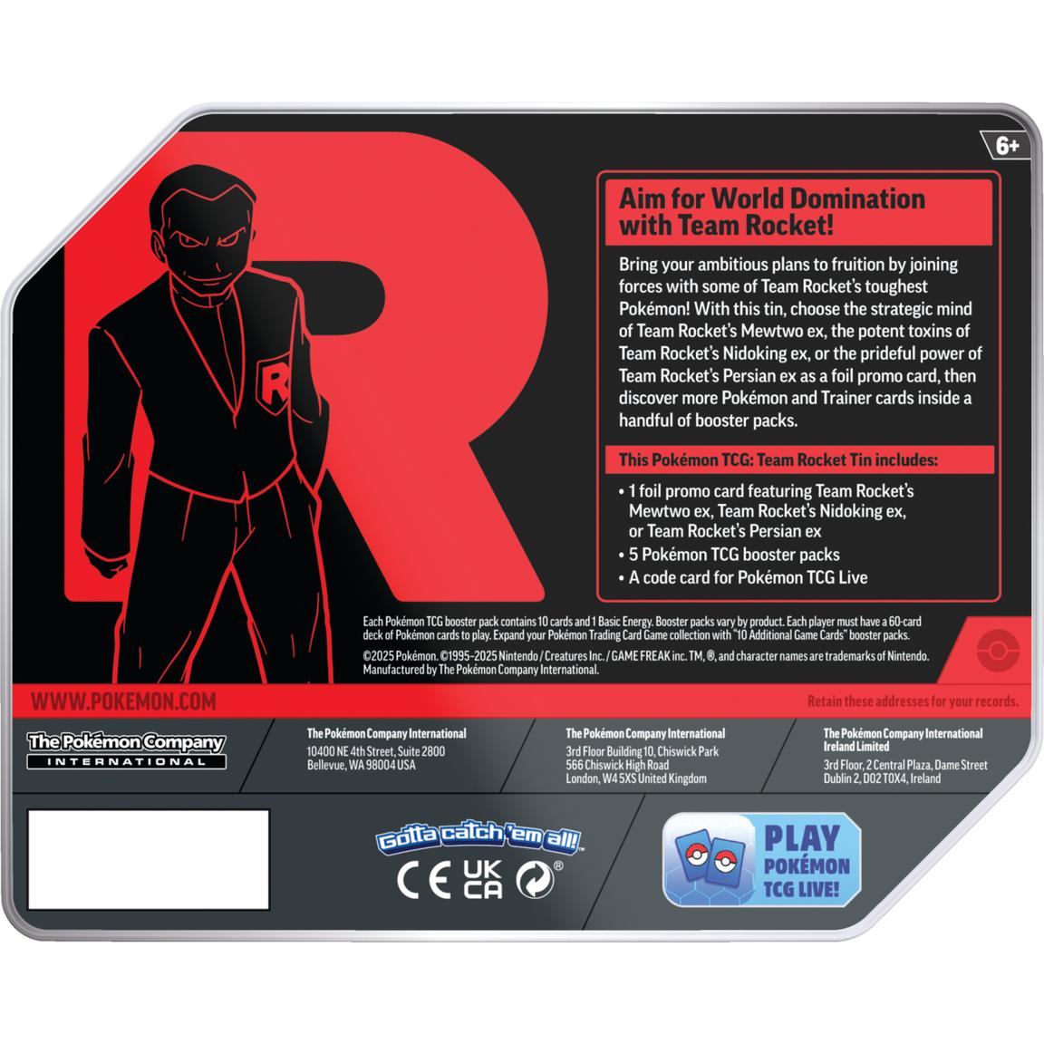 Pokemon Team Rocket Tin Trading Cards