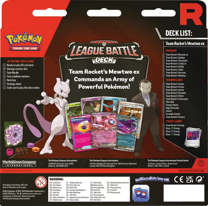 Pokemon Team Rocket's Mewtwo ex League Battle Deck Trading Cards