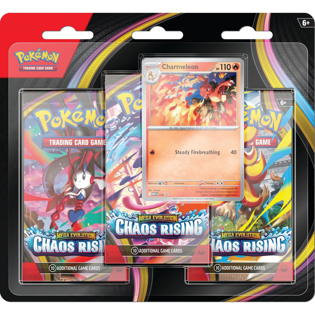 Pokemon Mega Evolution Chaos Rising 3-Pack Blister Trading Cards