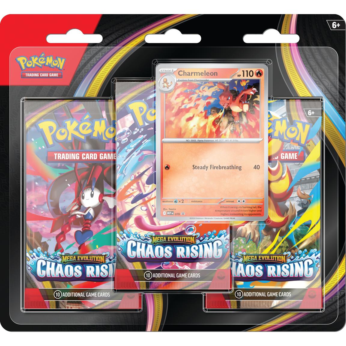 Pokemon Mega Evolution Chaos Rising 3-Pack Blister Trading Cards