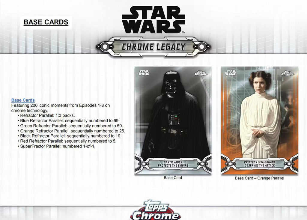 2019 Topps Chrome Star Wars Legacy Hobby Trading Cards