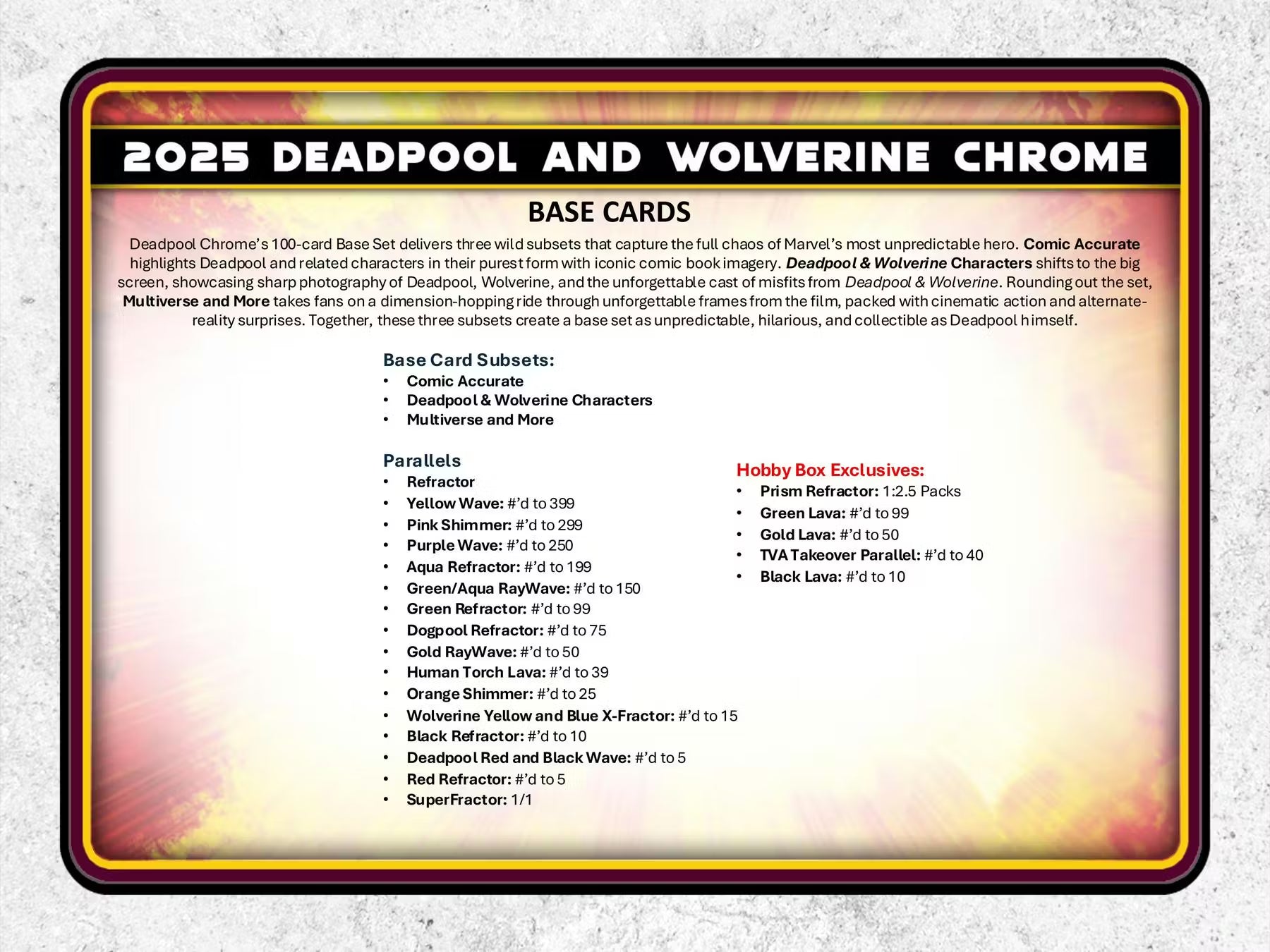 2025 Topps Deadpool Chrome Hobby Trading Cards