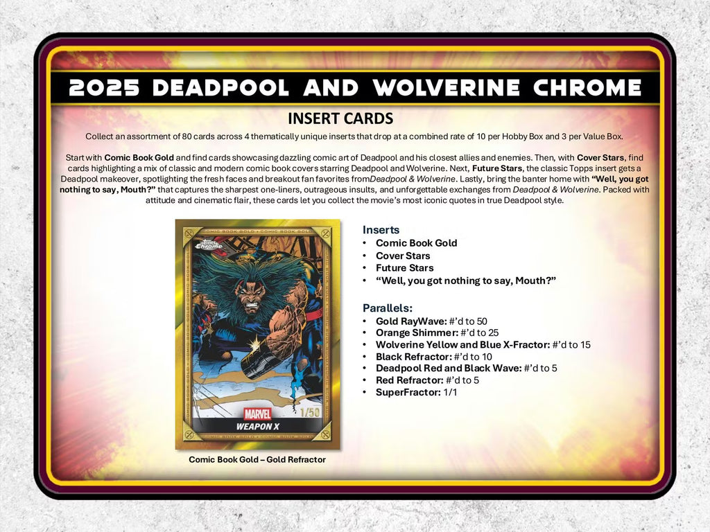 2025 Topps Deadpool Chrome Hobby Trading Cards