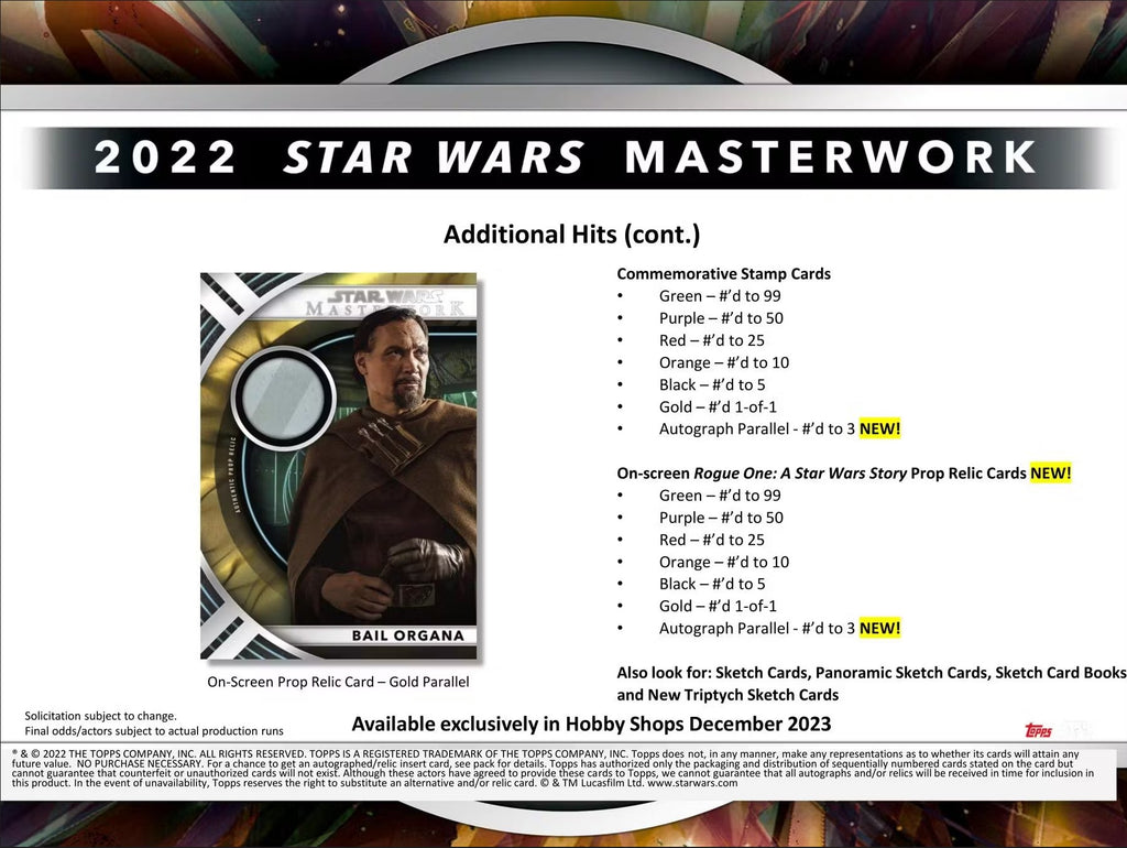 2022 Topps Star Wars Masterwork Hobby Trading Cards