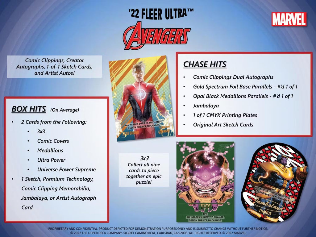 2022 Upper Deck Marvel Fleer Ultra Avengers Hobby Trading Cards