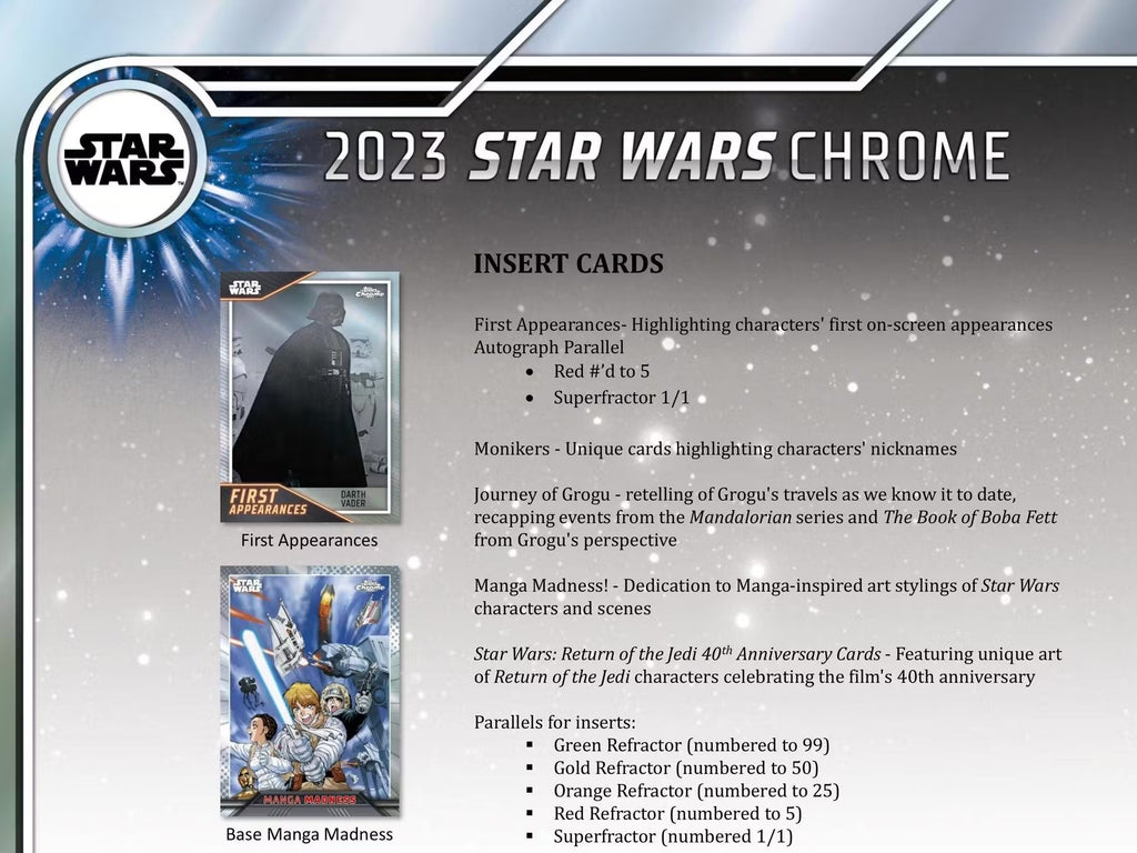 2023 Topps Chrome Star Wars Blaster Trading Cards