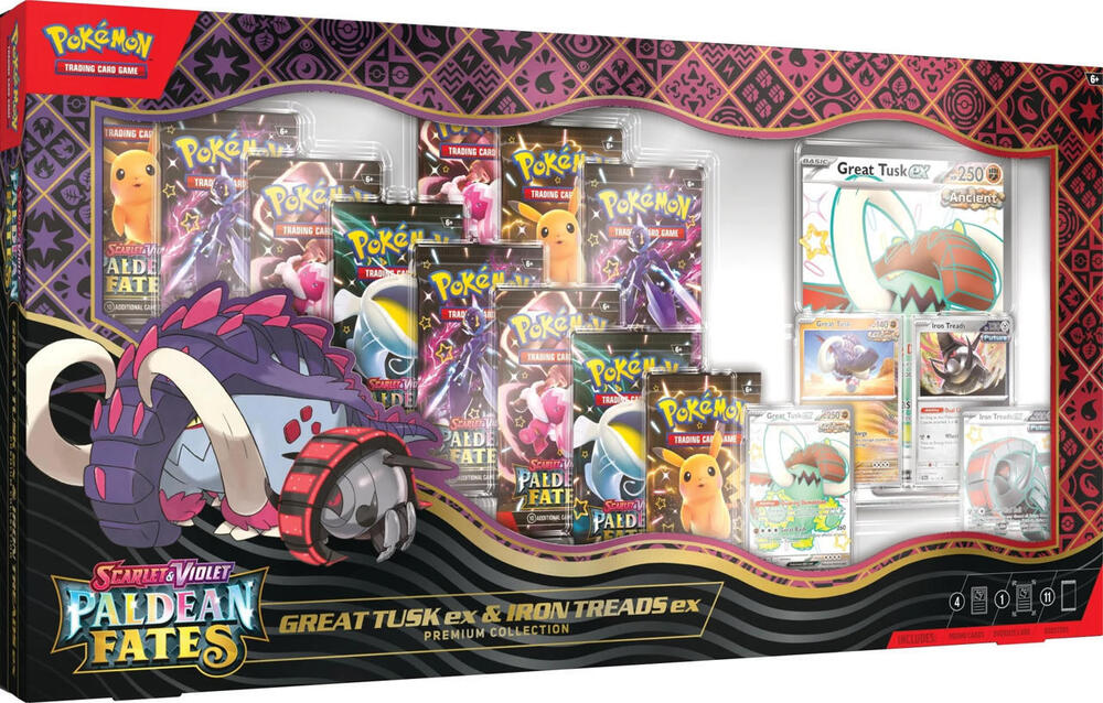 Pokemon Scarlet and Violet - Paldean Fates Great Tusk Ex & Iron Treads Ex Premium Collection
