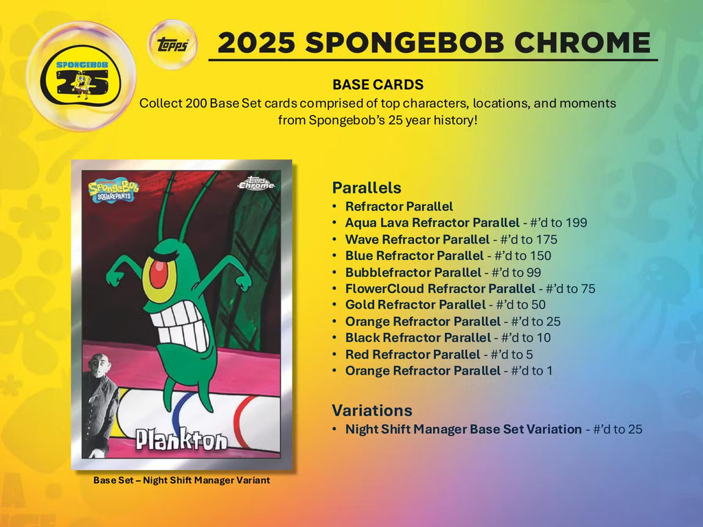 2025 Topps Chrome Spongebob Squarepants 25th Anniversary Hobby Trading Cards