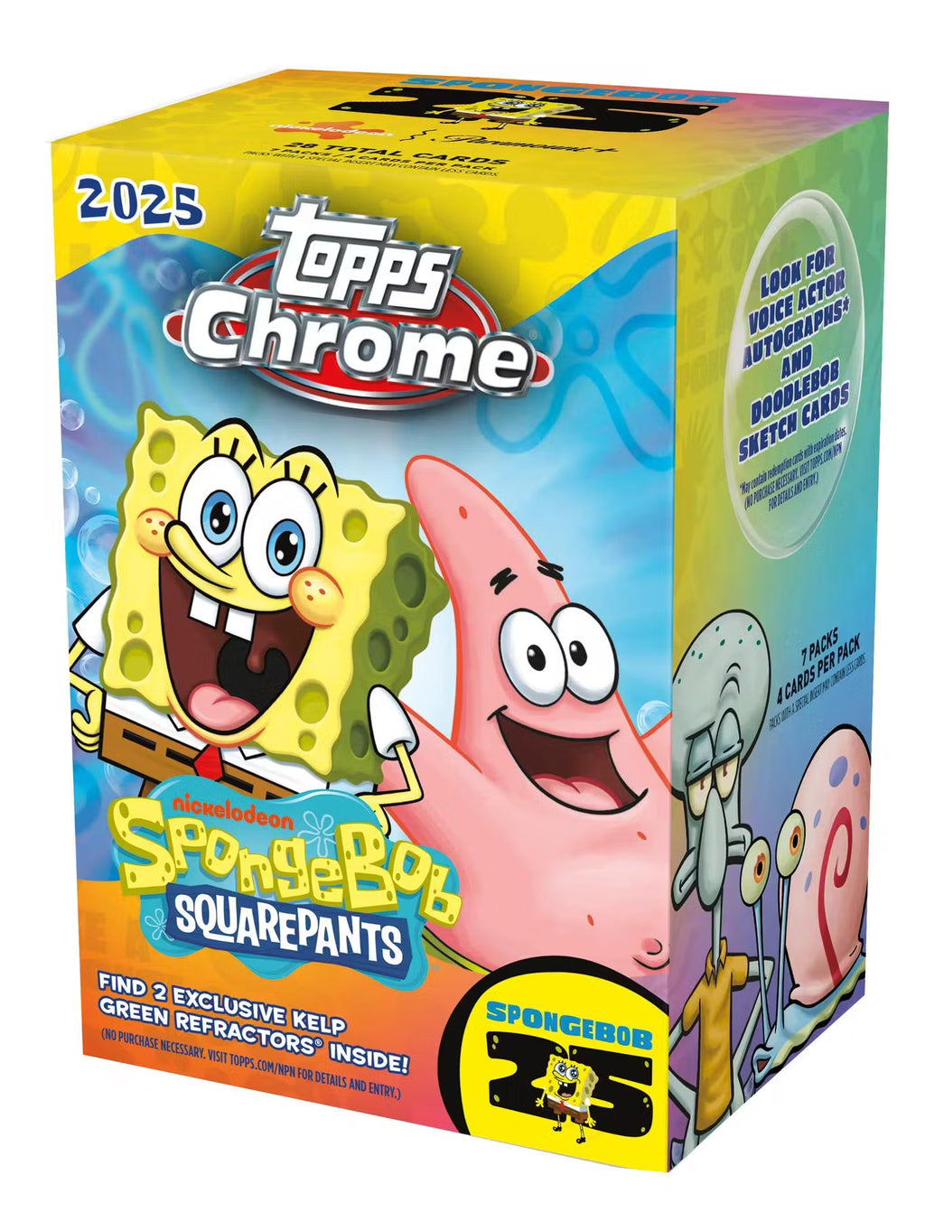 2025 Topps Chrome Spongebob Squarepants 25th Anniversary Blaster Trading Cards