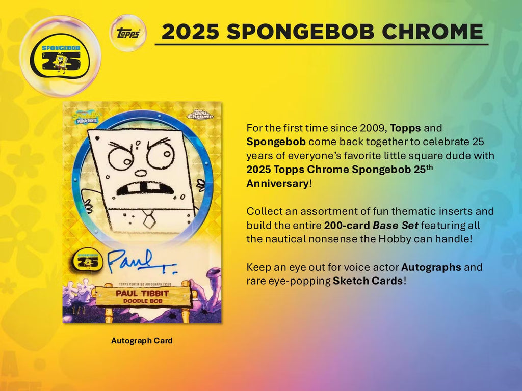 2025 Topps Chrome Spongebob Squarepants 25th Anniversary Blaster Trading Cards