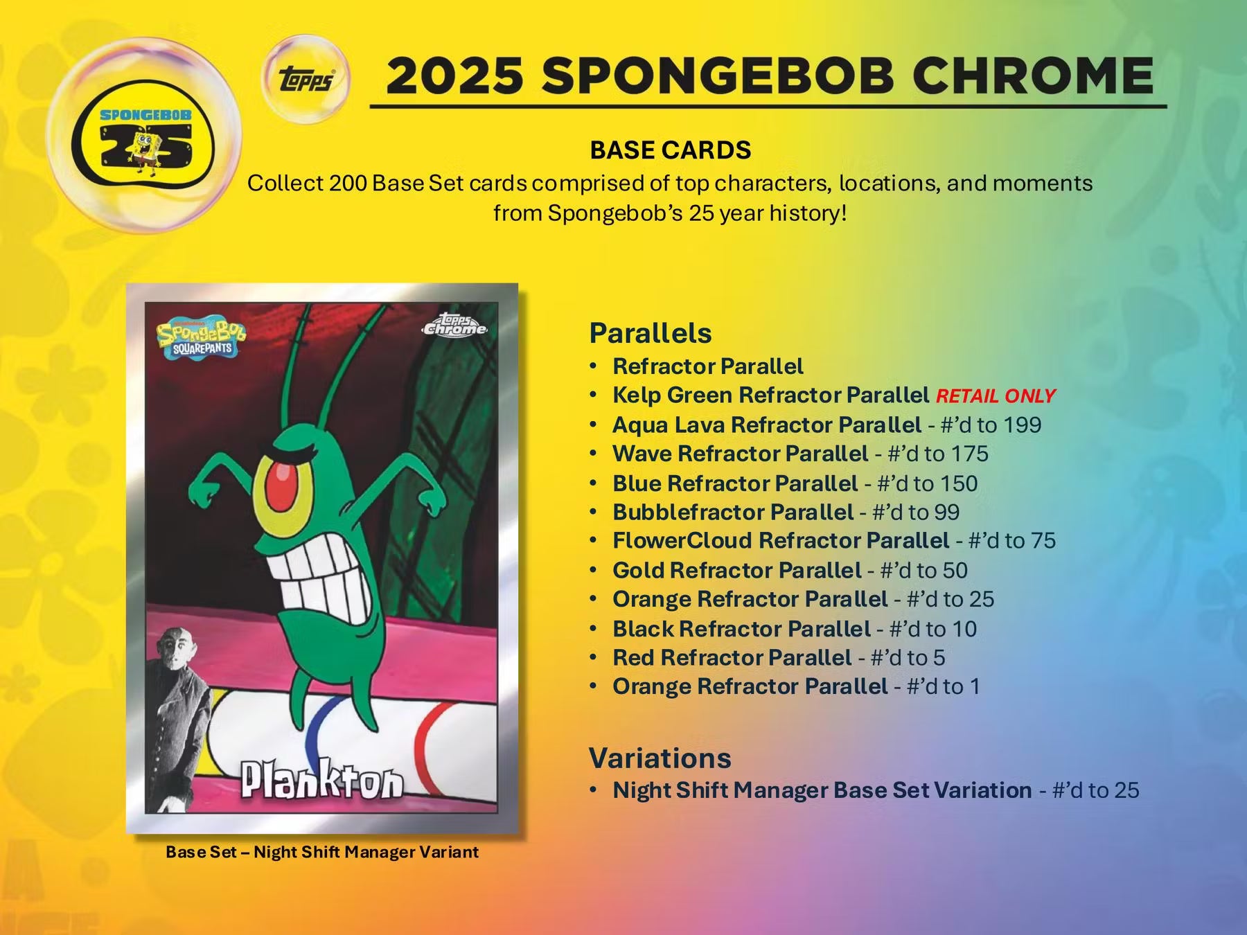 2025 Topps Chrome Spongebob Squarepants 25th Anniversary Blaster Trading Cards