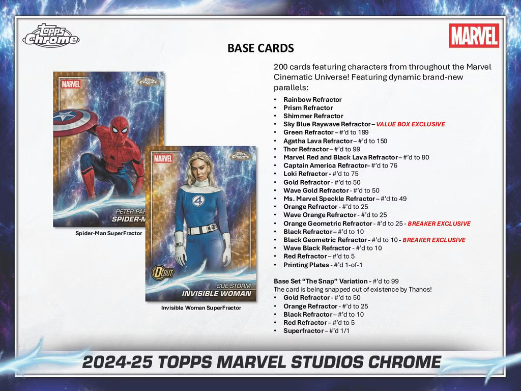 2025 Topps Chrome Marvel Studios Blaster Trading Cards