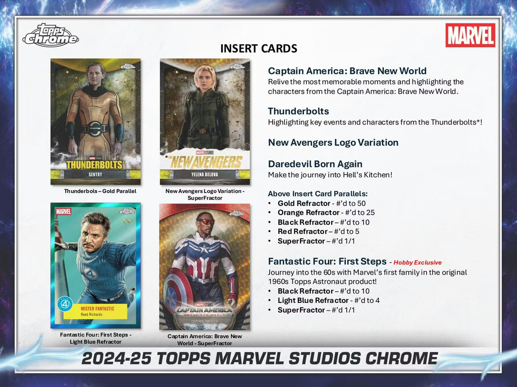 2025 Topps Chrome Marvel Studios Blaster Trading Cards