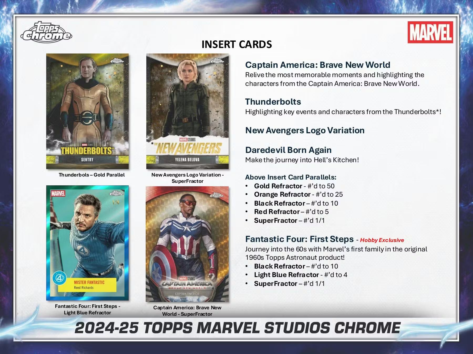 2025 Topps Chrome Marvel Studios Blaster Trading Cards