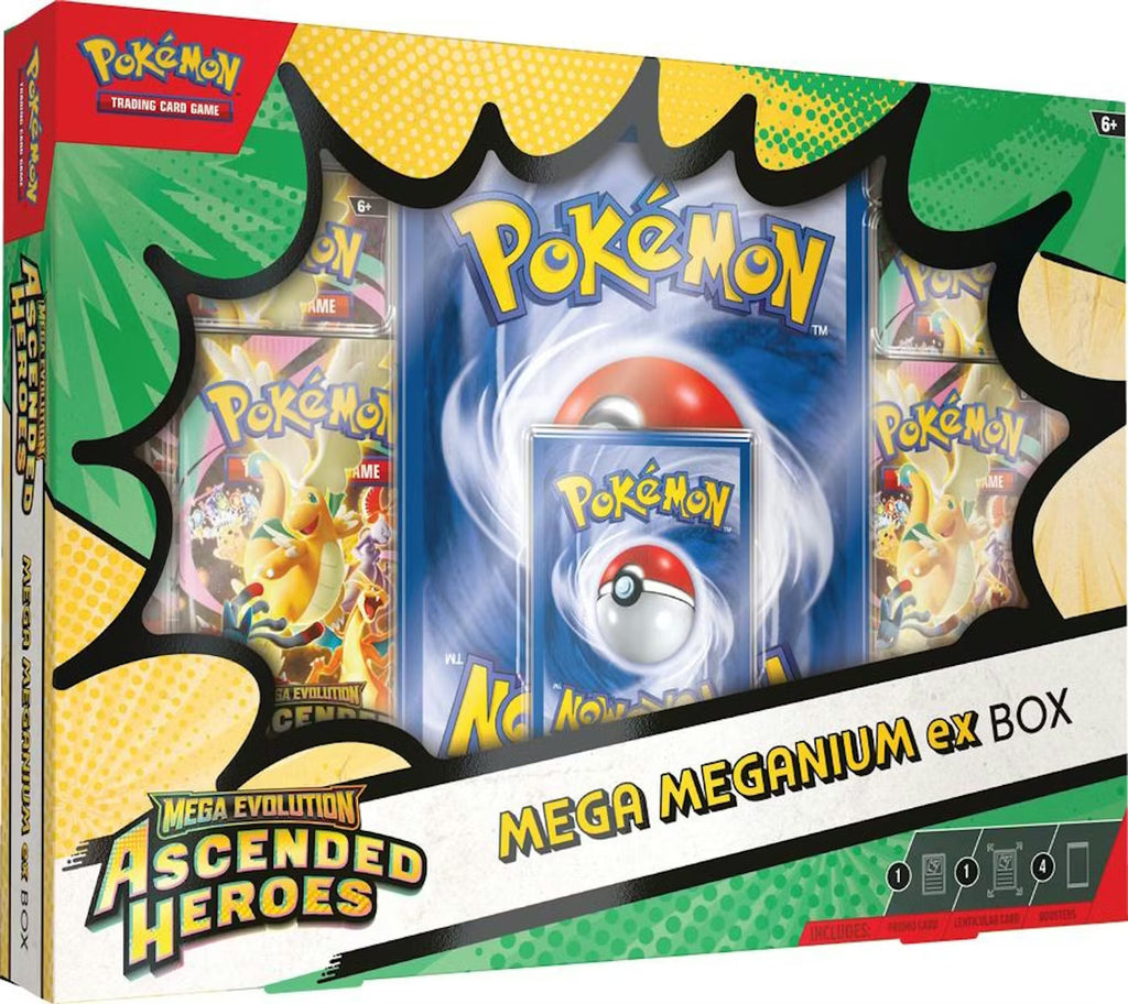 Pokemon Mega Evolution Ascended Heroes Mega Meganium/Emboar/Feraligatr ex Box Trading Cards