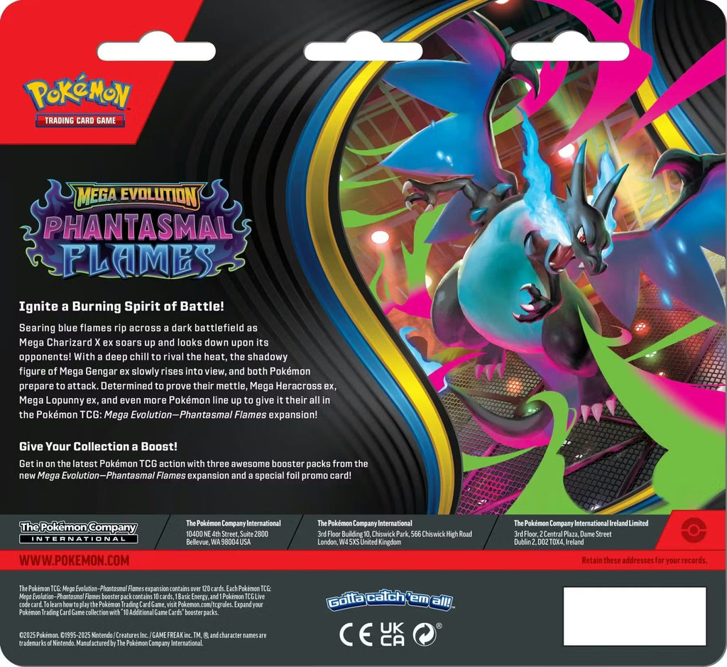 Pokemon Mega Evolution Phantasmal Flames 3-Pack Blister Trading Cards