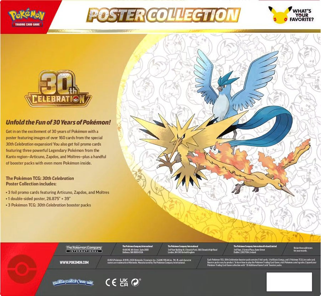 Pokemon 30th Celebration Poster Collection Box Trading Cards