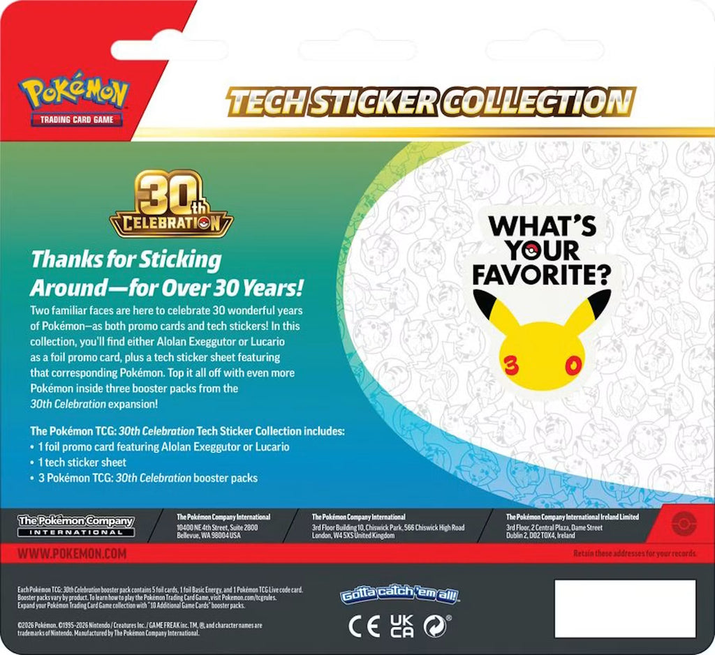 Pokemon 30th Celebration Tech Sticker Collection Box Trading Cards