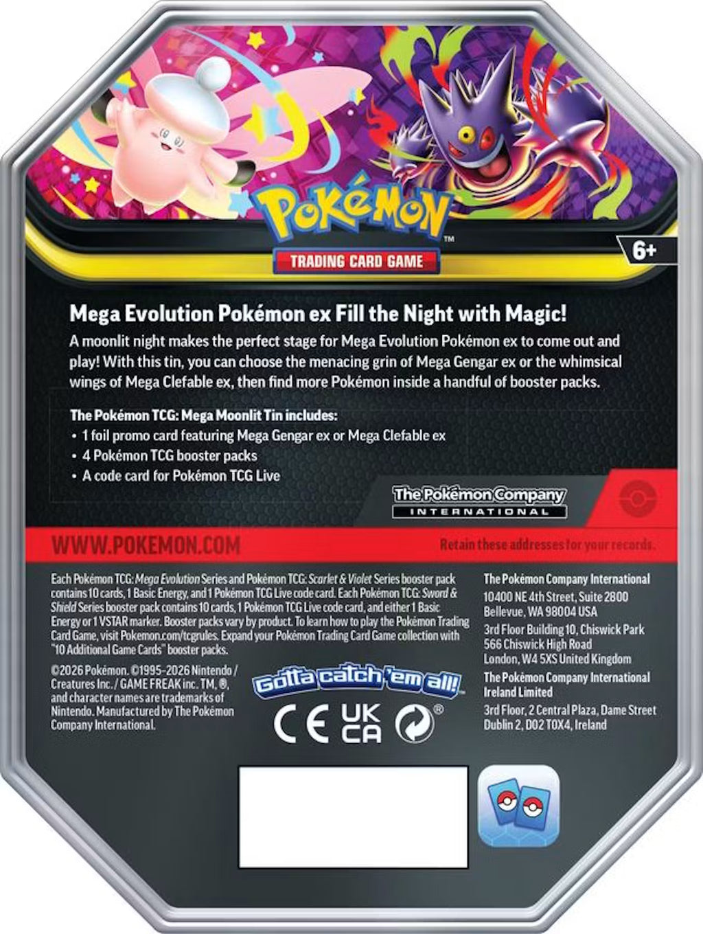 Pokemon Mega Moonlit Tin Trading Cards