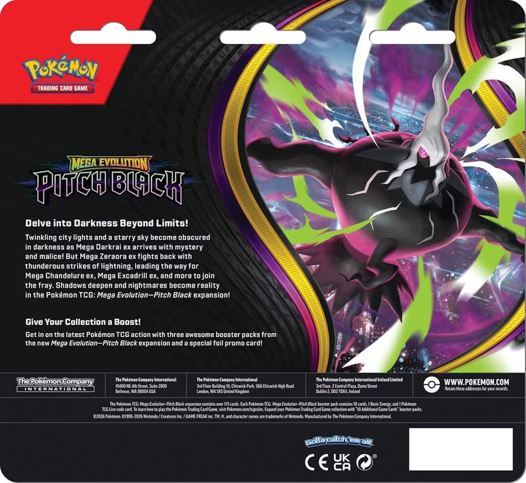 Pokemon Mega Evolution Pitch Black 3-Pack Blister Trading Cards