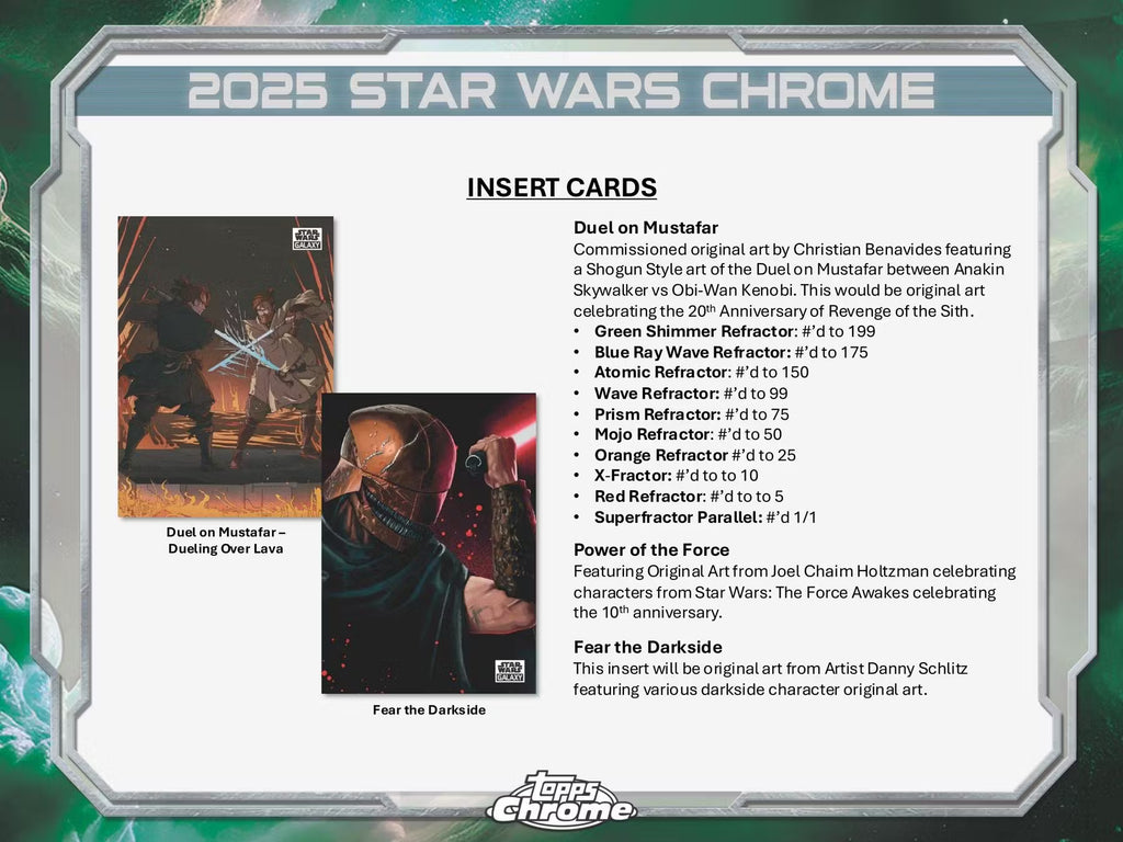 2025 Topps Chrome Star Wars Galaxy Hobby Trading Cards