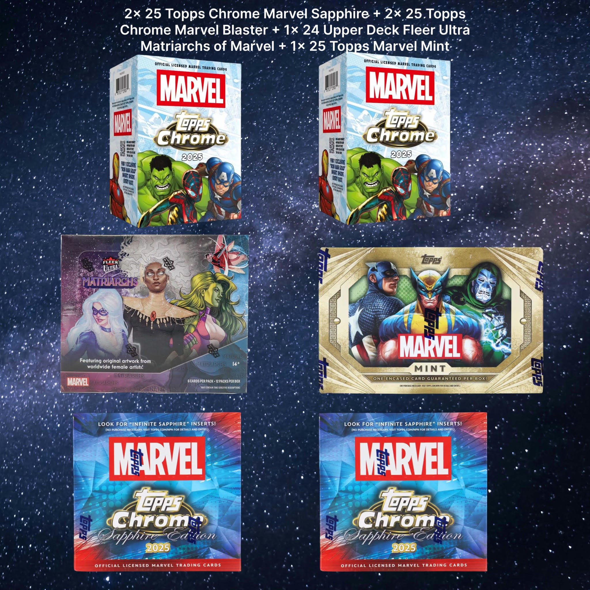 Marvel PYC Break 169 - 2025 Topps Chrome Marvel Sapphire & Mint 6 Box